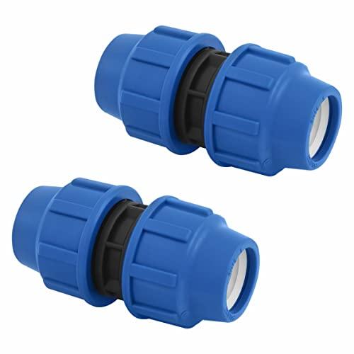 Raccordo a Compressione - Connettore femmina uguale MDPE 20 mm x 20mm – Connettori per tubo dell’aqua Raccordo PP PN16 - Raccordi per Tubi PE80, PE100 – 2 pezzi - SmartProduct