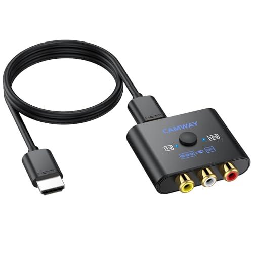 CAMWAY Convertitore da AV a HDMI,Supporta Commutazione 16: 9/4: 3,Adattatore AV a HDMI con Cavo HDMI 50CM,Supporta PAL/NTSC per Wii/PS1/PS2/N64/Xbox