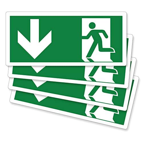pubblimania 4 Pezzi Uscita di Emergenza in Basso PVC Adesivo Resistente per Esterno e Interno (Cm 29x13) (4 Uscita in Basso)