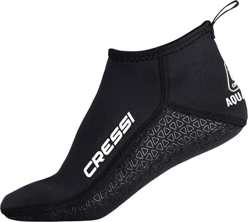 Cressi Aqua Grip Neoprene Socks 3mm L - Calzari Corti Unisex in Neoprene Doppia Fodera Nero 3mm con Suola Antiscivolo, Ideali per attività Acquatiche e di Superficie, L (42/43)