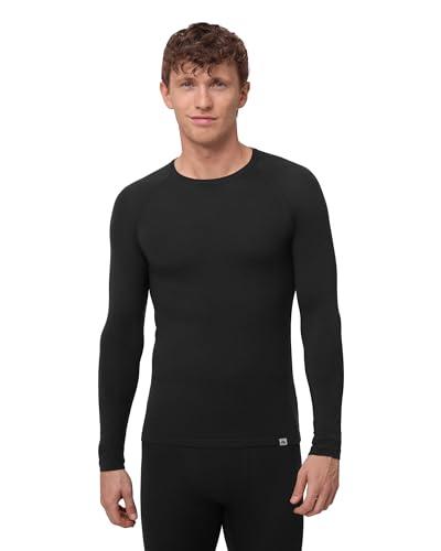 DANISH ENDURANCE Maglia Termica Uomo in Lana Merino, Manica Lunga, per Sci, Trekking, Escursionismo con o Senza Chiusura Zip, Black, M