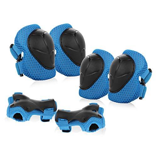 Jim's Store Protezioni Set per Bambini, 6 in 1 Protettivi Kit per Bambini Regolabile Ginocchiere Set di Gomitiere Sportivi per Skateboard Pattini Scooter Monopattino e Altri Sport Estermi