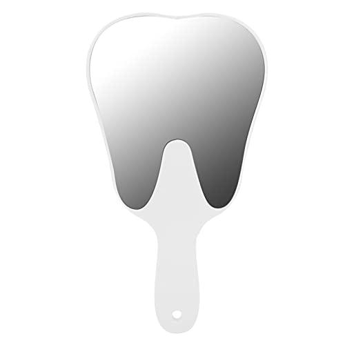 Tomotato Specchio Dentale Specchio a Forma di Dente Manico Carino Specchio Dentale Specchio Manuale Accessorio Dentale Adatto per L'ospedale dello Studio Dentistico(Bianco)