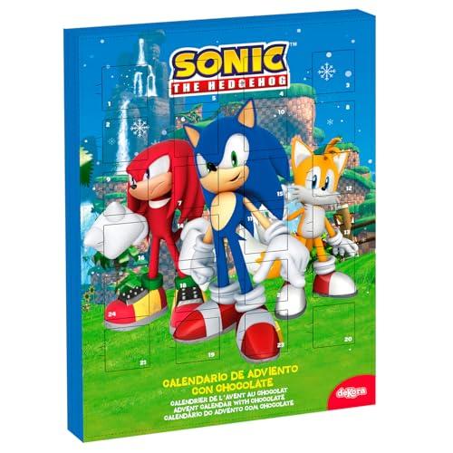 dekora - Calendario dell’Avvento Sonic the Hedgehog – 50 g Cioccolato al Latte – Calendario Avvento Bambini 2025 – Videogiochi Sega – 24 Cioccolatini Regalo