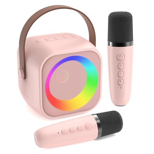 Jeefu Karaoke per Bambini con 2 Microfono Wireless Karaoke, Regalo Bambina 3-12 Anni Microfono Bluetooth Bambini Giochi Bambina 3-12 Anni Canta tu Karaoke Bambini Cassa con Microfono