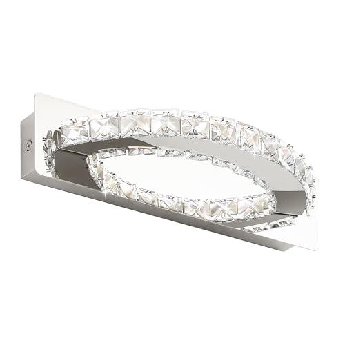 YHTlaeh Lampada da specchio a LED 10 W 720 lumen 4000 K con cristalli IP44 impermeabile 230 Vcromata (30cm, Cromo)