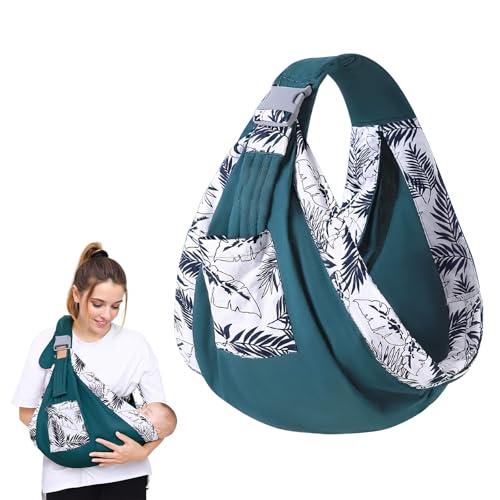 Fascia Porta Bebe Neonato Facile da Indossare, Marsupio Neonato 0-36 Mesi, Fascia Neonato Senza Nodi, Portatile Fascia Neonato Multifunzionale e portatile, fino a 20kg (Verde Scuro)
