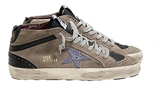 Scarpe per Passeggiate Casual Femminile Superstar Scarpe da Ginnastica in Pelle con l'aiuto di Scarpe da Ginnastica Pista (Gray,37)