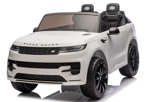Land Rover Range Rover Sport 24V Maxi SUV Elettrico per Bambini 2 Posti - Macchina con Telecomando Sedili in Pelle Due Cinture a 3 Punti Luci LED Bluetooth Carico Massimo 60 Kg (Bianco)