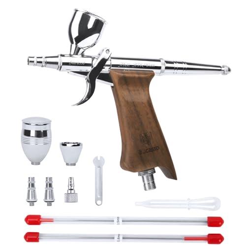 Bucasso Kit aerografo, pistola a spruzzo con aghi da 0,3/0,5/0,8mm e set di ugelli, tazza di fluido sostituibile da 3/7/11cc per la pittura di modelli di unghie per il trucco del tatuagg (W001-W)