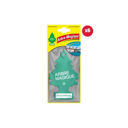 Arbre Magique Profumatore Auto, Fragranza Brezza di Mykonos, Profumazione Dolce e Delicata, Durata fino a 7 Settimane, Made in Italy, Confezione da 6 Unità