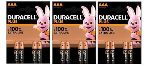 12X Duracell AAA Plus Alcalina (3 Blister Da 4 Batterie) 12 Pile Mini Stilo