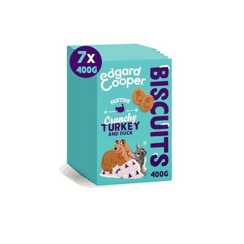 Edgard & Cooper Snack per Cani Croccantini Biscotti per la Feste per Cuccioli, Cani Adulti e Anziani Mangime Naturale Senza Glutine 400g x 7, Anatra & Tacchino Fresco, Deliziosi Dolci di Carne