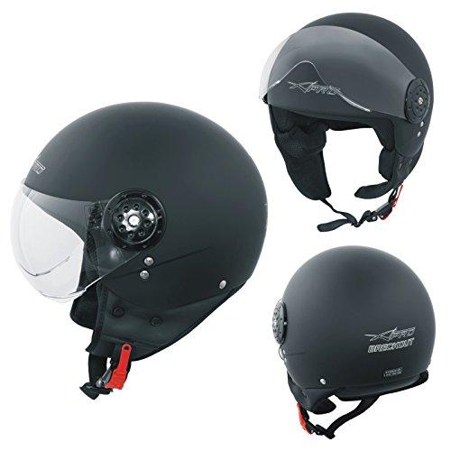 Scooter Moto Casco Jet Omologato ECE 22-06 Visiera Avio Nero Opaco XL