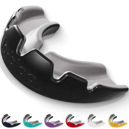 lobloo SLICK Paradenti Professionale Dual Density per sport ad Alto Contatto come MMA, Hockey, Calcio, Rugby. Taglia unica +14yrs (Nero)