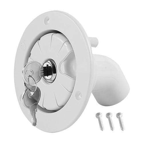JNNJ Tappo Serbatoio Acqua Camper, Ingresso Acqua per Camper E Rimorchi, Tappo Di Chiusura per Camper Con Chiavi, Tappo Di Riempimento Dell'acqua Con Blocco a Gravità, Per Roulotte, Barche(Bianco)