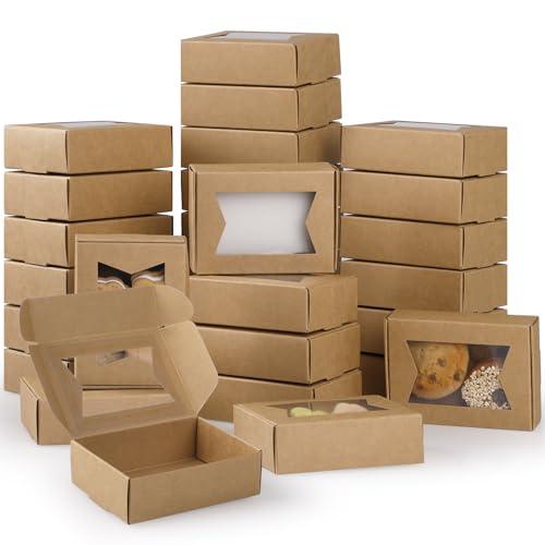 40pz Scatola Regalo Kraft,GeeRic 9.7*7*3CM Scatoline Regalo con Finestra Trasparente Vintage Imballaggio DIY Candele Sapone Biscotti Caramelle Gioielli Scatola Quadrate a Nozze Festa,Compleanno,Natale