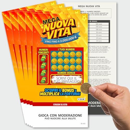 GHIBLI 5 Biglietti Gratta e Vinci Messaggio Personalizzato da Scrivere a Mano + Etichette. Auguri Compleanno, Anniversario, San Valentino, Dedica Idea Regalo, Sorpresa Viaggio o Cena, Scherzo Lui Lei