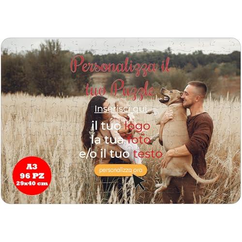 AL Production Puzzle personalizzato con foto e testo da 24 a 384 pezzi, stampato in alta definizione - regalo per Natale, San Valentino, Compleanno (Rettangolare, 29x40 cm 96 Pezzi)