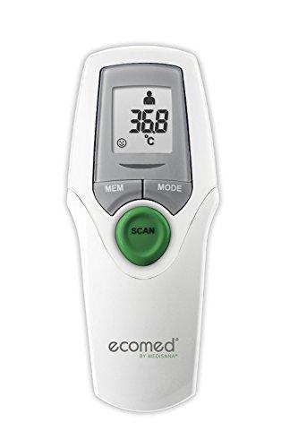 ecomed TM-65E Termometro clinico, Senza contatto, A infrarossi, Termometro preciso per la fronte, Per neonati, Bambini e adulti, Funzione di memoria inclusa, Temperatura ambiente