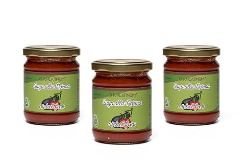 Op Platinum Sugo alla Norma Nickel-Free, 190g, Senza Nichel, Glutine e Lattosio, con Melanzane e Pomodoro Datterino, 100% Vegetale, Prodotto in Sicilia (Confezione da 3 pezzi)