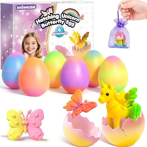 MOMUSE Uova Unicorno da Incubare Bambini 6 PCS, Regalo Bambina 3 Anni, Regalini di Pasqua per Feste di Compleanno per Bambini 3 4 5 6 7 8 Anni