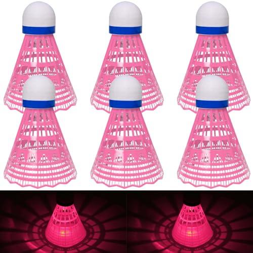 YeahBoom Palline da badminton a LED, 6 pezzi, in nylon, per lo sport, per interni ed esterni