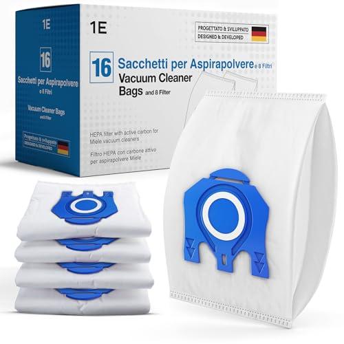 16 sacchetti per aspirapolvere Miele [Complete C3 & C2, Classic C1] sostituisce GN con 4 filtri motore e 4 aria di scarico [S8000, S5000, S2000, S800 & S600]