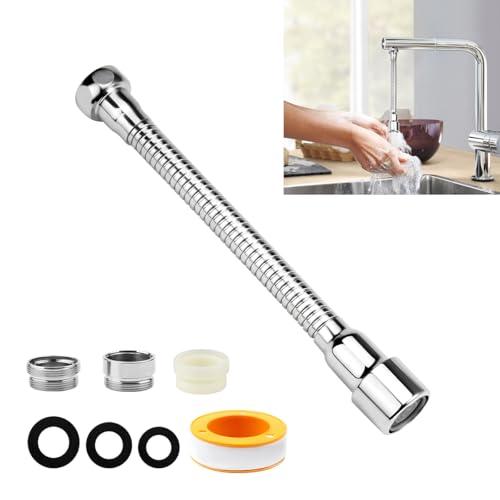 1 Pezzo Prolunga per Rubinetto Cucina, 360° Girevole Estensore Rubinetto, Doccetta Estensibile per Lavandino, Acciaio Inox Aeratore Rompigetto Rubinetto per Cucine, Toilette, Bagni e Lavandini (30CM)