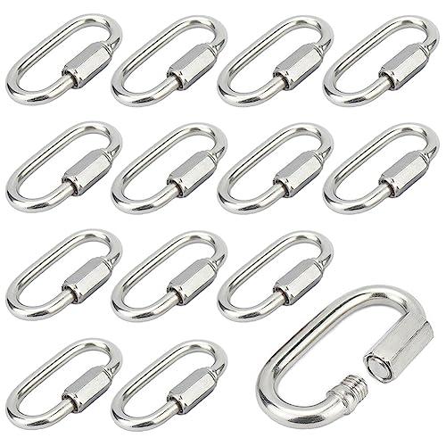 12 Pezzi Moschettone a Vite M5 Connettori a Moschettoni con Chiusura a Vite Acciaio Inox 304 Blocco Moschettone Avvitabile con Tappo a Vite Moschettone Fisso