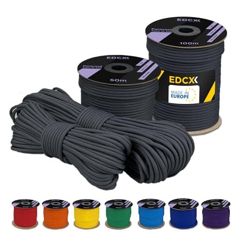 EdcX 4 mm Poliestere Paracord 550 (15, 30 e 50 m) – 4 mm Tipo III, Cavo per Paracadute Resistente allo Strappo per la Sopravvivenza in 100% Poliestere con 7 Fili | Colori a Tinta Unita