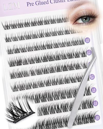 LZM Ciglia Finte Ciuffetti Autoadesive C Curl Pre-Incollate Ciuffetti Ciglia Finte Non Richiede Colla Kit Lash Extension Con Pinzette Pre Glued Cluster Lashes (ZH16)