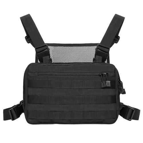 Kyrio Tactical Chest Rig Molle Radio Pettorina Harness Holder Holster Vest per radio bidirezionale Walkie Talkies Nero (Nero)