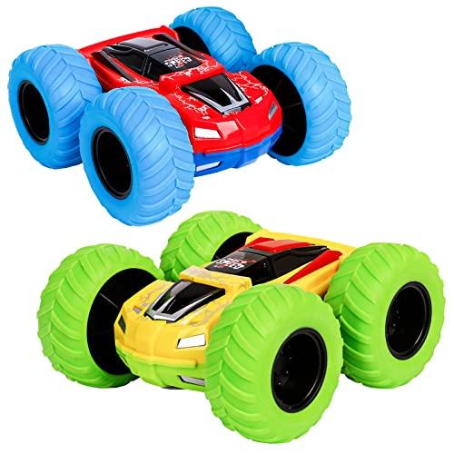 m zimoon Macchina Tira Indietro, Monster Truck Macchinine Automobili a Doppia Frizione Veicoli 360 Rotazioni Ribaltabili Push And Go Vehicle Min Auto Giocattoli Regali di per 3-7 Anni Ragazzi Ragazze