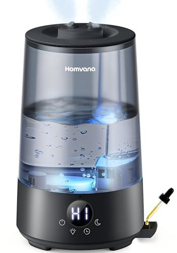 Umidificatore Ambiente Bambini Homvana 3.6L, 360°Cool Mist 16dB Silenzioso for Baby, Piante Dura da 34H, Auto Sleep Modo, con Luce e Aromaterapia Top-Fill, Facile da Pulire, Oli Essenziali (Nero)