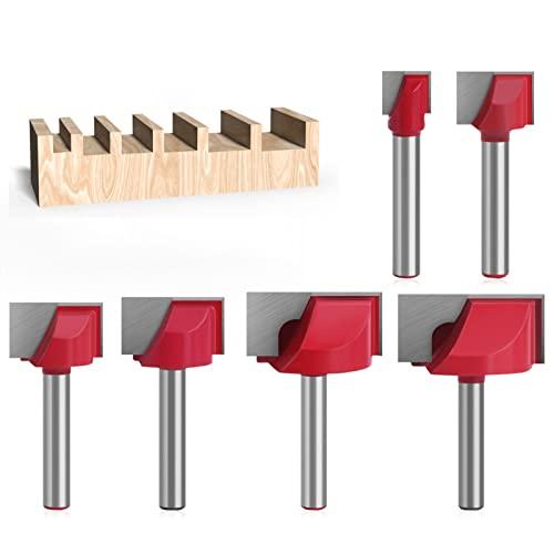 BIGP Set di 6 Fresa per la Pulizia del Fondo, con codolo da 6 mm, per la lavorazione del legno, punte da 10/16/20/22/30/32 mm
