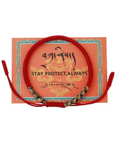 MYGLOAR Bracciale rosso, braccialetto in tessuto rosso Kabbalah, protezione del bambino,uomini, donne, braccialetto fortunato tibetano rosso fatto a mano, braccialetto fortunato buddista (rosso 001)