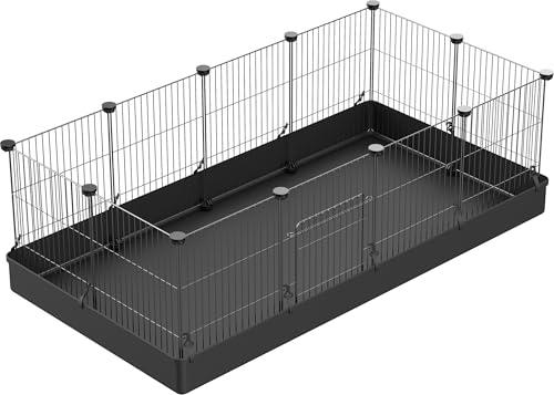 PILIN Recinto per piccoli animali, recinto per animali domestici con porta, gabbie per porcellini d'India, recinto in filo metallico portatile per interni ed esterni 43x32 12pz