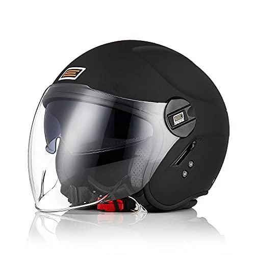 ORIGINE Casco Jet Moto Casco Aperto Scooter con Doppia Visiera Omologato ECE (SWAT MATT BLACK,M)…