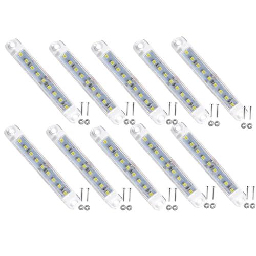 10pcs Luce di Posizione Laterale bianche - 12-24V 9 LED, impermeabili Luci di posizione laterali per rimorchio, camion, barca, camper, furgone - Luci di ingombro posteriori anteriori/posteriori