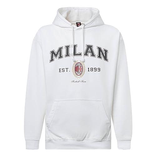 AC Milan Felpa College Collection, Uomo, Prodotto Ufficiale, Bianco, S