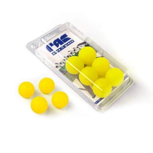 FAS PENDEZZA Blister 10 Palline Calcio Balilla - Set di 10 Palline, Diametro 36 mm, Peso 19 g, Compatibili con Biliardini e TamTam (Giallo)