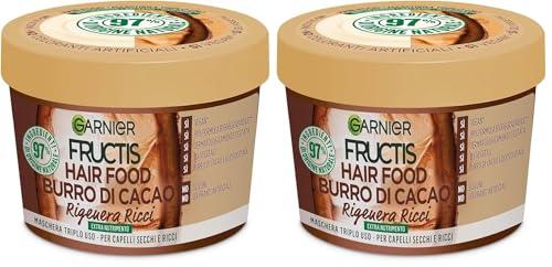 Garnier Fructis Hair Food Burro di Cacao Rigenerante, Maschera per Capelli Secchi e Ricci, 97% di Ingredienti di Origine Naturale, Senza Siliconi, 390 ml