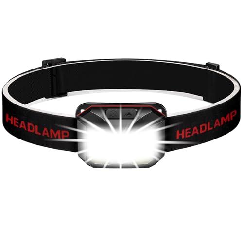 Winzwon Lampada Frontale LED, USB Ricaricabile Torcia Frontale con 8 Modalità di Illuminazione, Luce da Testa Impermeabile Luce Frontale Adatto a Bambini e Adulti,Pesca,Corsa