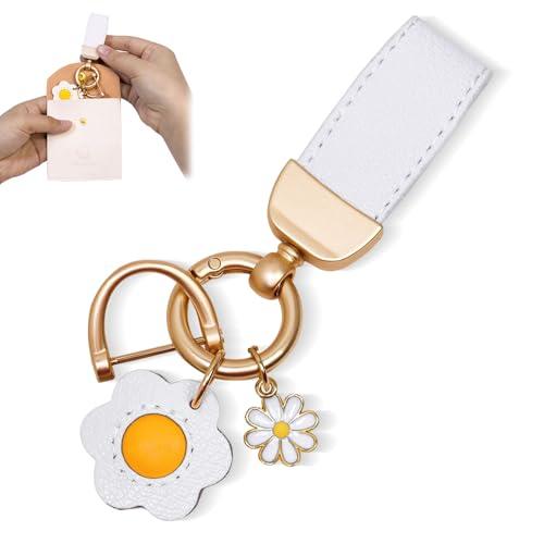 Kuaikely Portachiavi Auto Donna Pelle Portachiavi Elegante Macchina con Fibbia a D Anti Regali per le Donna (Bianco)