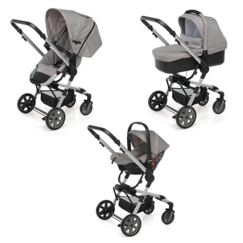 Foppapedretti Trio Supertres I-Size, Sistema Modulare Combinato per Bambini, Navicella Passeggino e Seggiolino auto I-Size, Maniglione e Poggiagambe Regolabili, conforme ECE R129, Desert