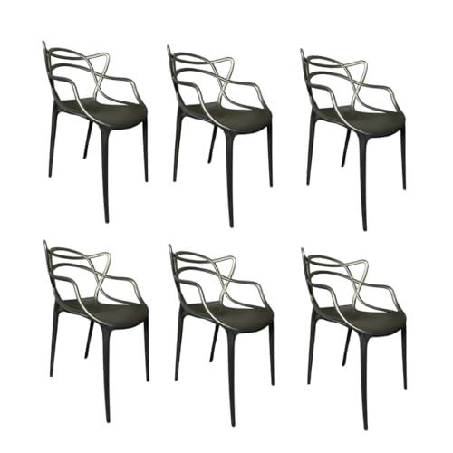 PALUPLUS 6 Sedie da Giardino Modello Twist con Schienale Intrecciato, Misura 53x52x81 cm, Sedie in Polipropilene con Seduta Ergonomica, Design Moderno, per Interno ed Esterno -7759F (Nero)