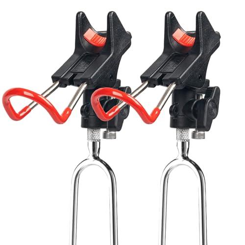 Sgehai 2 supporti per canna da pesca, in acciaio inox, regolabile a 360°, per pesca in riva al fiume, pesca in mare, pesca in serbatoio