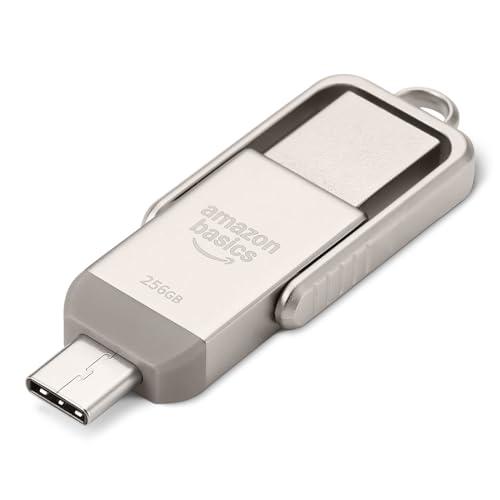 Amazon Basics - Chiavetta USB di memoria con doppia porta USB-C e A, da 256 GB, Argento