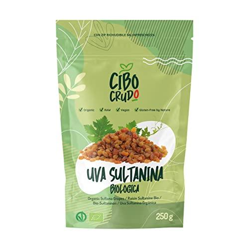 Uvetta Sultanina Bio - 250g. Uva Sultanina Essiccata e Cruda. Uva Passa Disidratata Senza Zuccheri Aggiunti da Consumare con Snack o in Dolci.